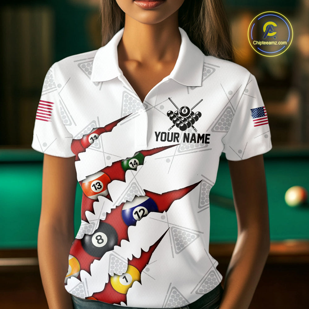Personalized Scratch 8 Ball Billiard Shirt For Women Custom Pool Jersey, Billiard Team Shirt |Red TDM5989
