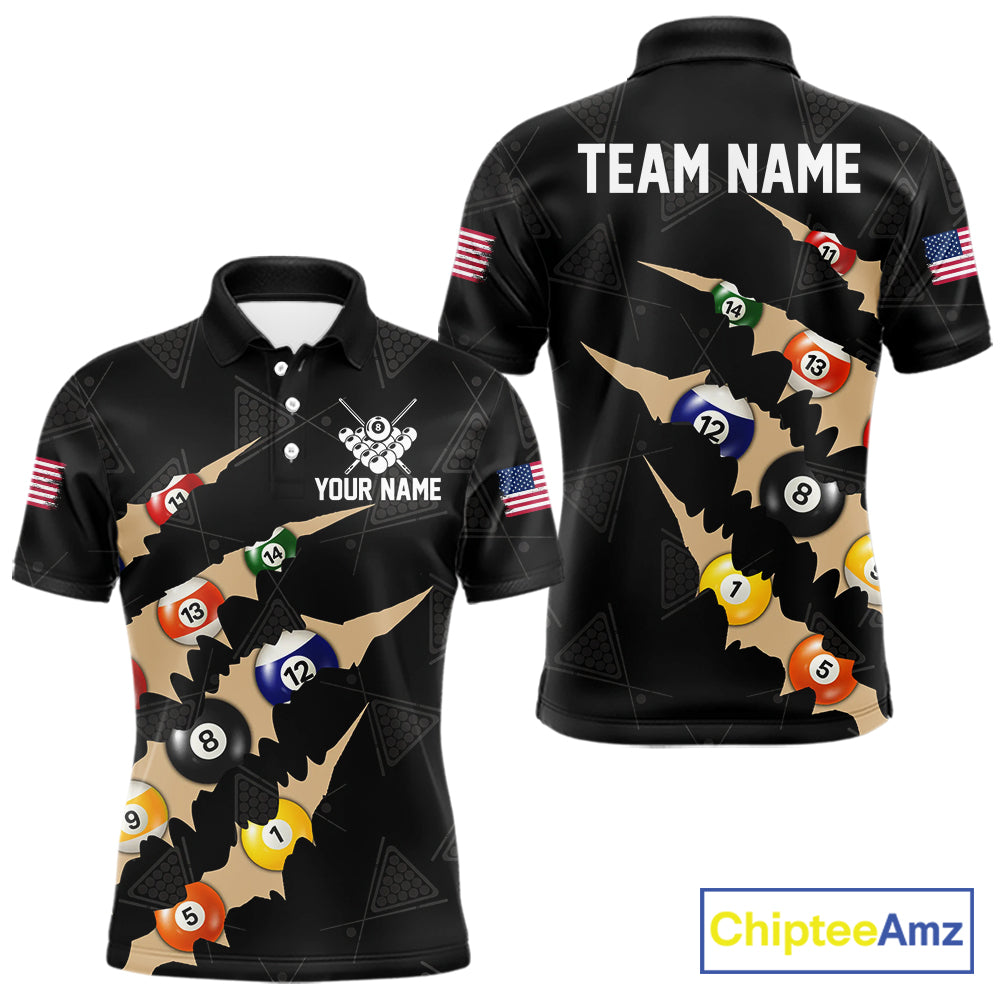 Personalized Scratch 8 Ball Billiard Shirt For Men Custom Pool Jersey, Billiard Team Shirt |Black TDM5990