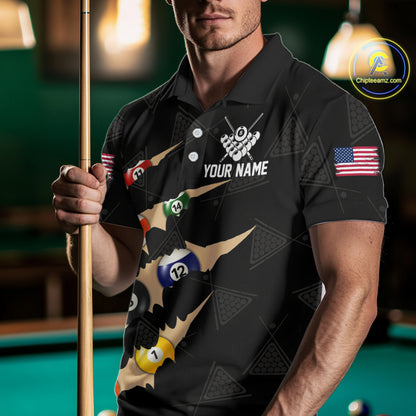 Personalized Scratch 8 Ball Billiard Shirt For Men Custom Pool Jersey, Billiard Team Shirt |Black TDM5990