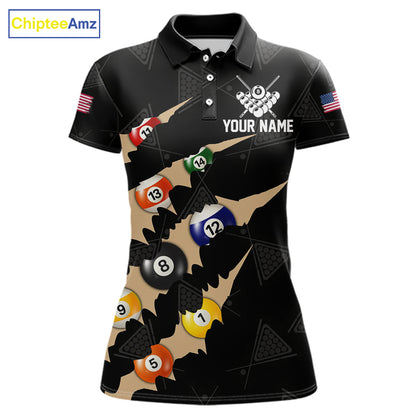 Personalized Scratch 8 Ball Billiard Shirt For Women Custom Pool Jersey, Billiard Team Shirt |Black TDM5990