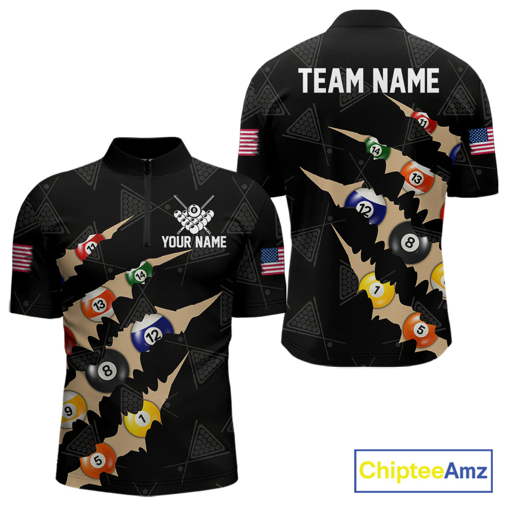 Personalized Scratch 8 Ball Billiard Shirt For Men Custom Pool Jersey, Billiard Team Shirt |Black TDM5990