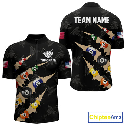 Personalized Scratch 8 Ball Billiard Shirt For Men Custom Pool Jersey, Billiard Team Shirt |Black TDM5990