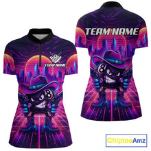 Load image into Gallery viewer, Custom Retro Funny Neon 8 Ball Pool Billiard Shirt For Women, Billiard Team Jersey Polo &amp; 1/4 Zip TDM6219