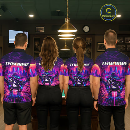 Custom Retro Funny Neon 8 Ball Pool Billiard Shirt For Women, Billiard Team Jersey Polo & 1/4 Zip TDM6219