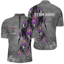 Load image into Gallery viewer, Custom Ball 8 Grey Grunge Billiard Shirts For Men Best Custom Team Name Billiard Jerseys |Purple TDM1560