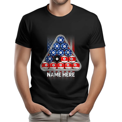 8 Ball Pool USA T-Shirts Custom Patriotic American Flag Billiard Shirts, Gifts For Pool Player TDM3944