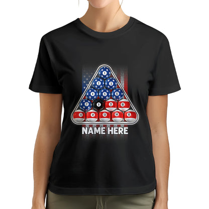 8 Ball Pool USA T-Shirts Custom Patriotic American Flag Billiard Shirts, Gifts For Pool Player TDM3944