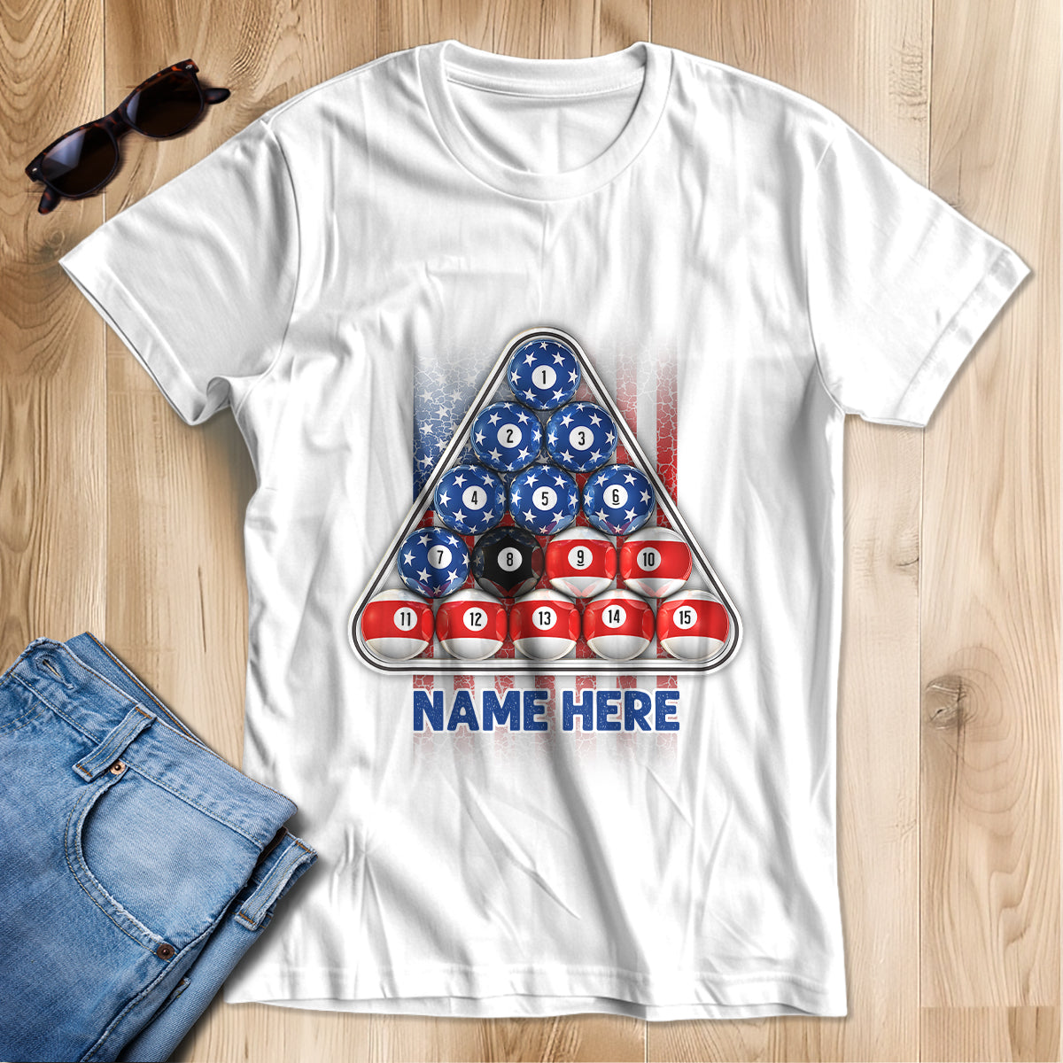8 Ball Pool USA T-Shirts Custom Patriotic American Flag Billiard Shirts, Gifts For Pool Player TDM3944
