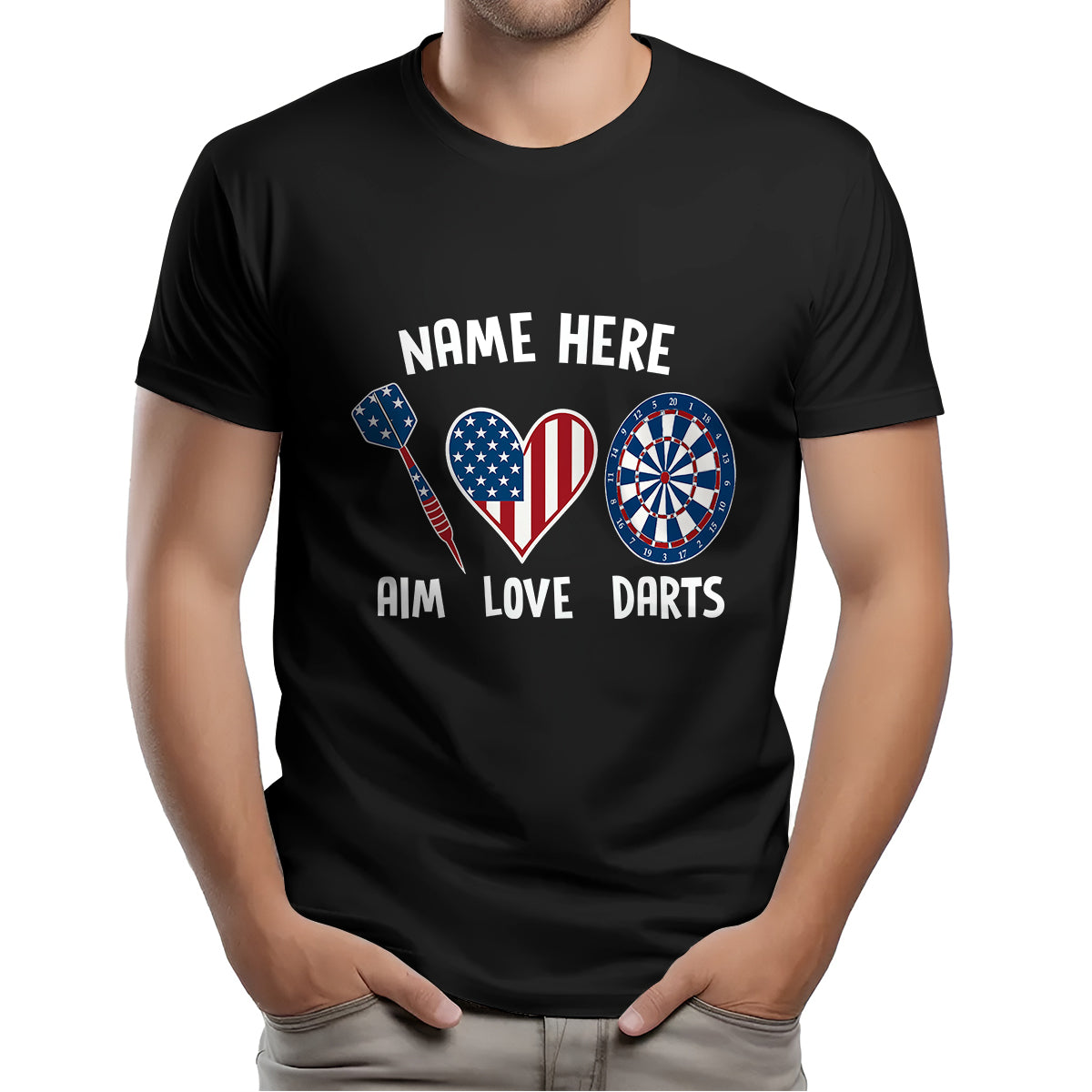 Aim Love Darts American Flag Dart T-Shirts Custom Patriotic Dart Shirts, Gifts For Dart Player TDM3949