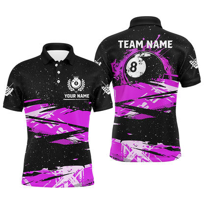 Custom Purple Grunge Billiard 8 Ball Jerseys Shirts For Men, Personalized Billiard Pool Player Gift TDM1940