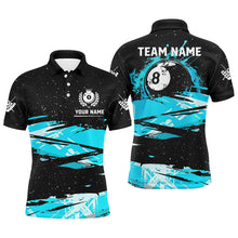Load image into Gallery viewer, Custom Turquoise Grunge Billiard 8 Ball Jerseys Shirts For Men, Best Personalized Pool Player Gifts TDM1941