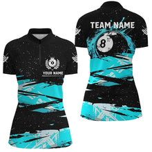 Load image into Gallery viewer, Custom Turquoise Grunge Billiard 8 Ball Jerseys Shirts For Women, Best Personalized Pool Player Gifts TDM1941