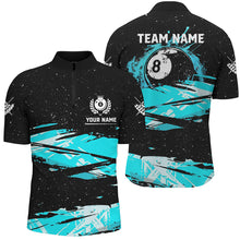 Load image into Gallery viewer, Custom Turquoise Grunge Billiard 8 Ball Jerseys Shirts For Men, Best Personalized Pool Player Gifts TDM1941