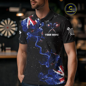 Customized Grunge New Zealand Flag Smoke Darts Polo & 1/4 Zip, Patriotic Darts Jerseys For Men TDM4289