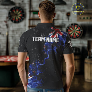 Customized Grunge New Zealand Flag Smoke Darts Polo & 1/4 Zip, Patriotic Darts Jerseys For Men TDM4289