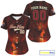 Load image into Gallery viewer, Flames Women's Baseball Jersey Custom Tiger Baseball Jersey For Newborns, Baseball Team NYN1259