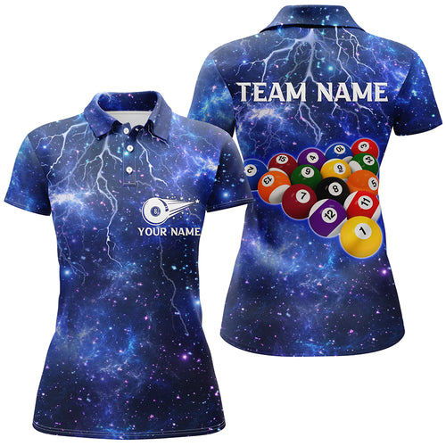 Personalized Nany Lightning Thunder 3D Billiard Polo Shirts For Women Custom Billiard Jerseys Team  TDM0259
