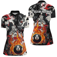 Load image into Gallery viewer, Flame 8 Ball Pool Abstract Smoke Pattern Custom Women Billiard Shirts, Grunge Billiard Jerseys |Red TDM2644