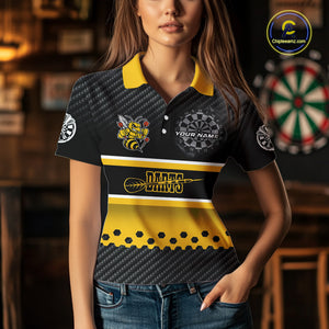 Yellow Black Darts Bee Custom Name Darts Shirts For Women, Funny Darts Apparel, Best Darts Gifts TDM4918