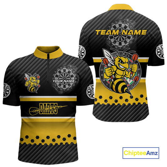 Yellow Black Darts Bee Custom Name Darts Shirts For Men, Funny Darts Apparel, Best Darts Gifts TDM4918