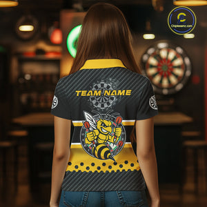 Yellow Black Darts Bee Custom Name Darts Shirts For Women, Funny Darts Apparel, Best Darts Gifts TDM4918
