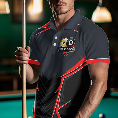 Billiard Jersey For Men Custom Polo & 1/4 Zip Billiard Team Shirts, 8 Ball & 9 Ball Pool Shirt|Red TDM7740