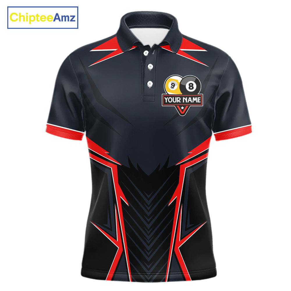 Billiard Jersey For Men Custom Polo & 1/4 Zip Billiard Team Shirts, 8 Ball & 9 Ball Pool Shirt|Red TDM7740