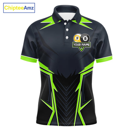 Billiard Jersey For Men Custom Polo & 1/4 Zip Billiard Team Shirt, 8 Ball 9 Ball Pool Shirt|Green TDM7742