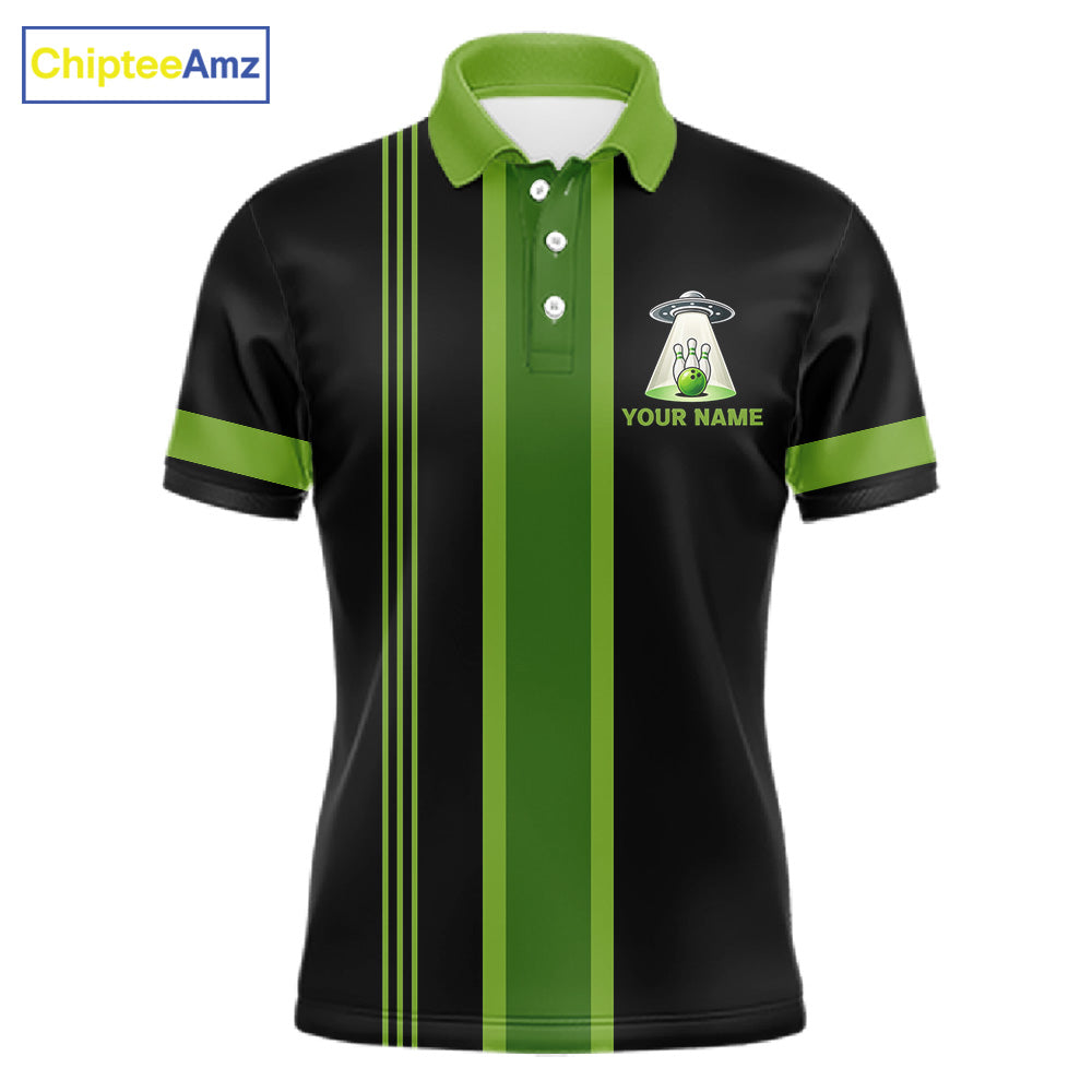 Black And Green Funny Drunk Alien Bowling Shirts For Men Custom Retro Bowling Team Jersey TDM7750