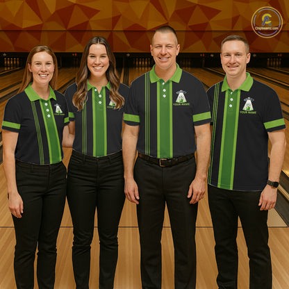 Black And Green Funny Drunk Alien Bowling Shirts For Men Custom Retro Bowling Team Jersey TDM7750
