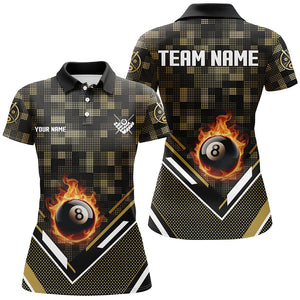 Customized Yellow 8 Ball Fire Tech Camo Pattern Billiard Sport Jerseys For Women Billiard Team Shirts TDM2894