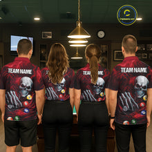 Load image into Gallery viewer, Personalized Red Funny Skeleton Pool Balls Billiard Shirt For Men, Skull Billiard Team Jerseys TDM5343