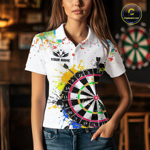 Load image into Gallery viewer, Funny Dartboard Colorful Paint Dart Shirt For Men Custom Darts Team Jersey Polo &amp; 1/4 Zip |White TDM5623