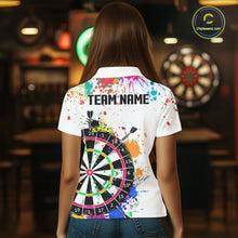 Load image into Gallery viewer, Funny Dartboard Colorful Paint Dart Shirt For Men Custom Darts Team Jersey Polo &amp; 1/4 Zip |White TDM5623