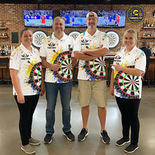 Load image into Gallery viewer, Funny Dartboard Colorful Paint Dart Shirt For Men Custom Darts Team Jersey Polo &amp; 1/4 Zip |White TDM5623