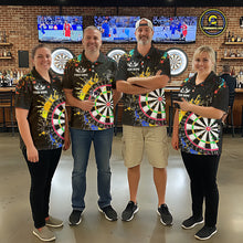 Load image into Gallery viewer, Funny Dartboard Colorful Paint Dart Shirt For Men Custom Darts Team Jersey Polo &amp; 1/4 Zip |Black TDM5624