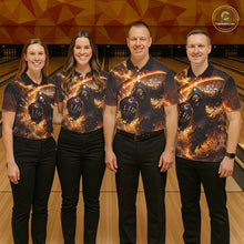 Load image into Gallery viewer, Orange Grim Reaper Fire Smoke Bowling Jersey For Women Custom Bowling Team Shirt Polo &amp; 1/4 Zip TDM6233