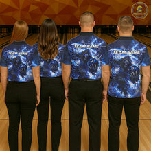 Load image into Gallery viewer, Blue Grim Reaper Fire Smoke Bowling Jersey For Women Custom Bowling Team Shirt Polo &amp; 1/4 Zip TDM6234