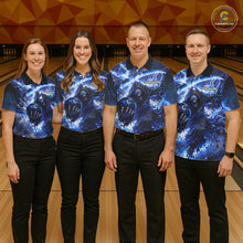 Load image into Gallery viewer, Blue Grim Reaper Fire Smoke Bowling Jersey For Women Custom Bowling Team Shirt Polo &amp; 1/4 Zip TDM6234