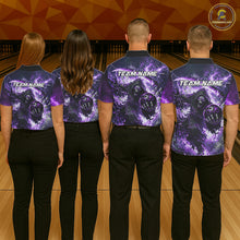 Load image into Gallery viewer, Purple Grim Reaper Fire Smoke Bowling Jersey For Women Custom Bowling Team Shirt Polo &amp; 1/4 Zip TDM6235