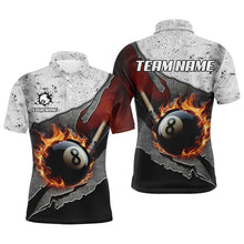 Load image into Gallery viewer, Personalized Grey Grunge Fire 8 Ball Pool  Billiard Men Shirts Custom Pool Player Shirts TDM1567