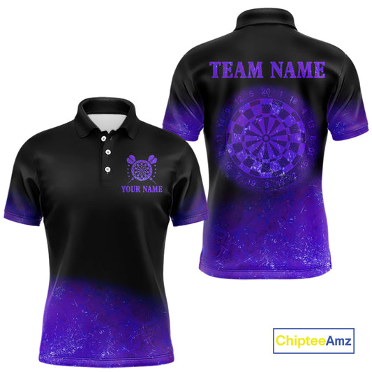 Personalized Sea Purple Gradient Darts Polo & Quarter Zip Custom Dart Shirts For Men Dart Jerseys TDM4709