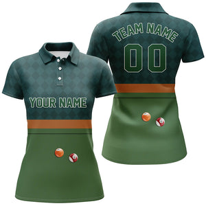 Custom Green 3D Pattern Design Billiard Polo Shirts For Women, Best Billiard Gifts Idea For Player TDM0269