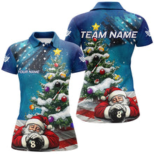 Load image into Gallery viewer, Funny Santa Christmas Pine Tree Custom American Flag Billiard Shirts For Women, Xmas Billiard Jerseys TDM3128