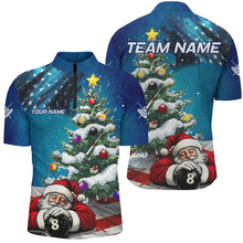 Load image into Gallery viewer, Funny Santa Christmas Pine Tree Custom American Flag Billiard Shirts For Men, Xmas Billiard Jerseys TDM3128