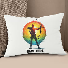 Load image into Gallery viewer, Colorful Men Archer Custom Name White Pillow, Best Archery Pillow Gifts TDM0857