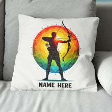 Load image into Gallery viewer, Colorful Men Archer Custom Name White Pillow, Best Archery Pillow Gifts TDM0857