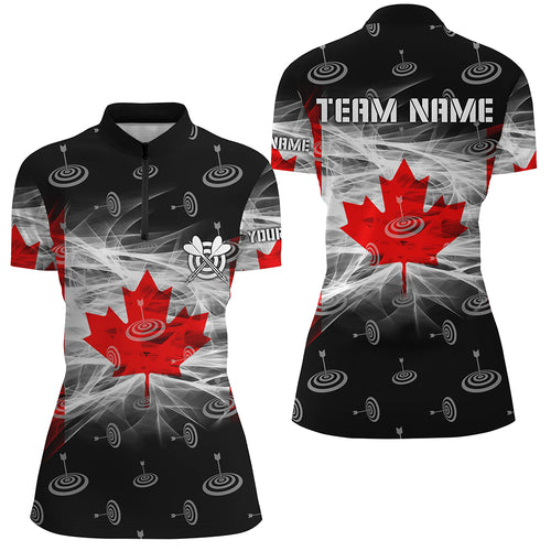 Canadian Flag Dart Quarter-Zip Shirts For Women Custom Patriotic Canada Dart Team Jerseys TDM1177