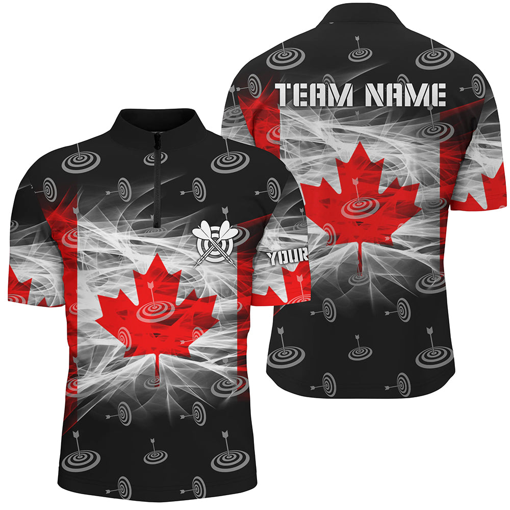 Canadian Flag Dart Quarter-Zip Shirts For Men Custom Patriotic Canada Dart Team Jerseys TDM1177