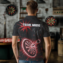 Load image into Gallery viewer, Custom Dart Jerseys For Men, Black And Red Dartboard Thunder Lightning Darts Shirts Polo &amp; 1/4 Zip TDM3666
